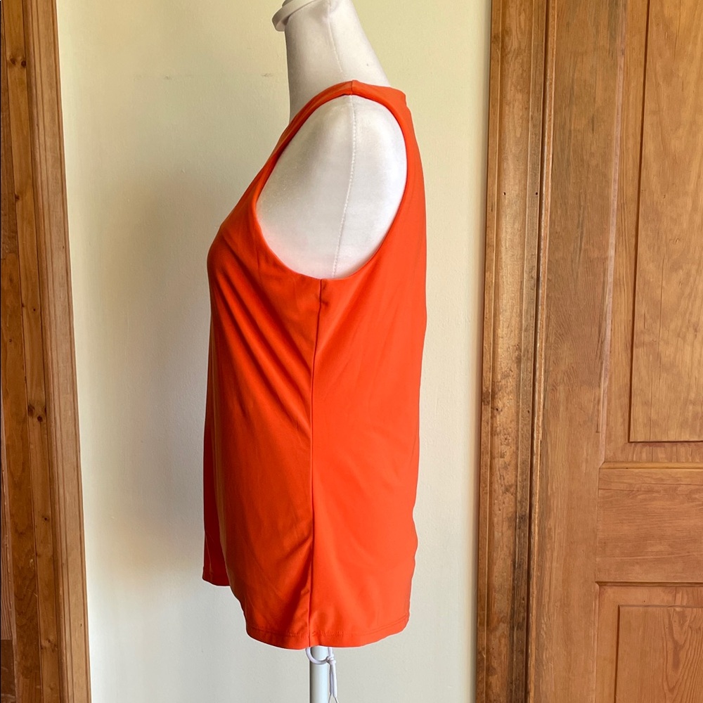 LAUREN RALPH LAUREN Bright Orange Sleeveless V-Neck Tank Top PM - Picture 12 of 16